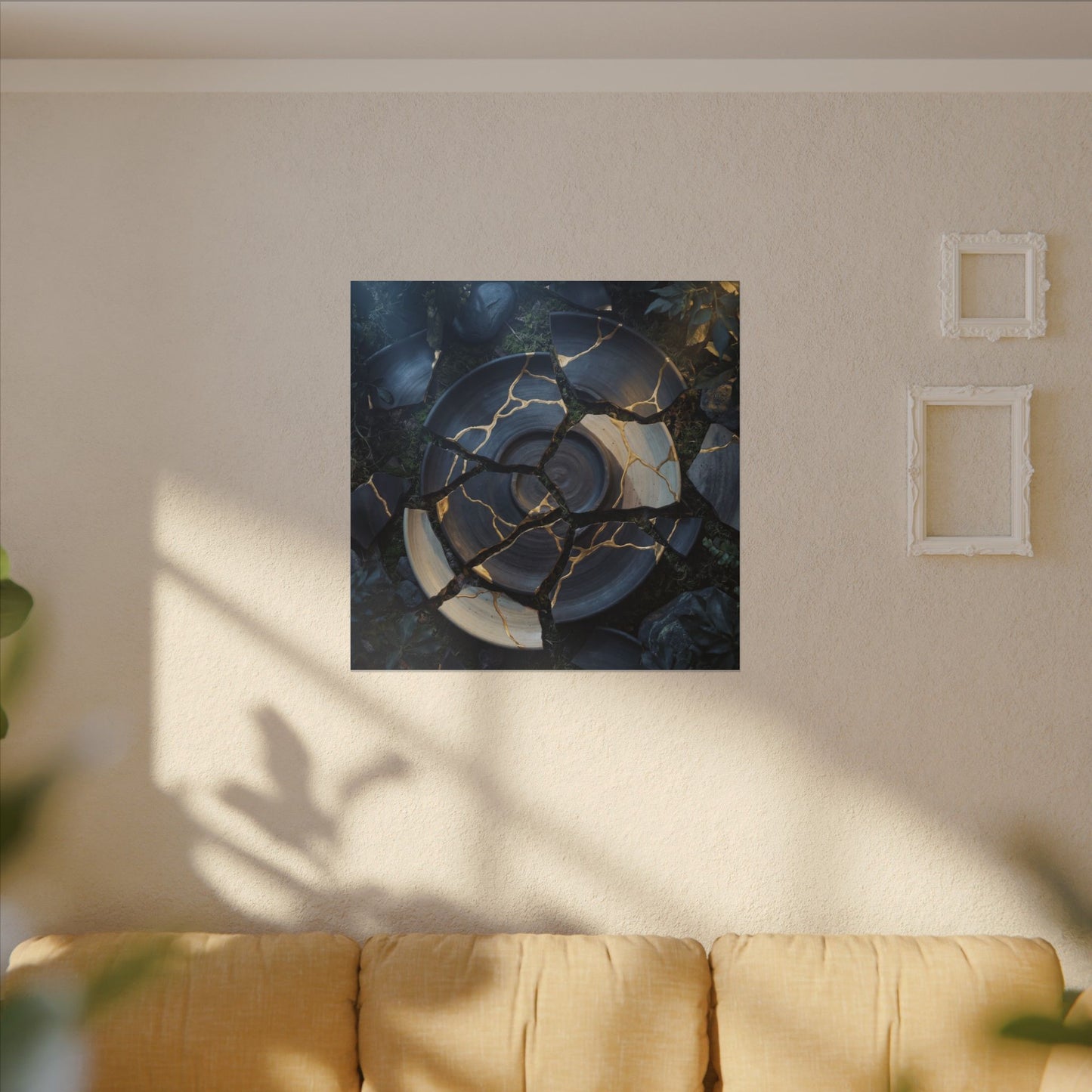 Resilient Broken Pottery Canvas Art - Gold Vein Kintsugi