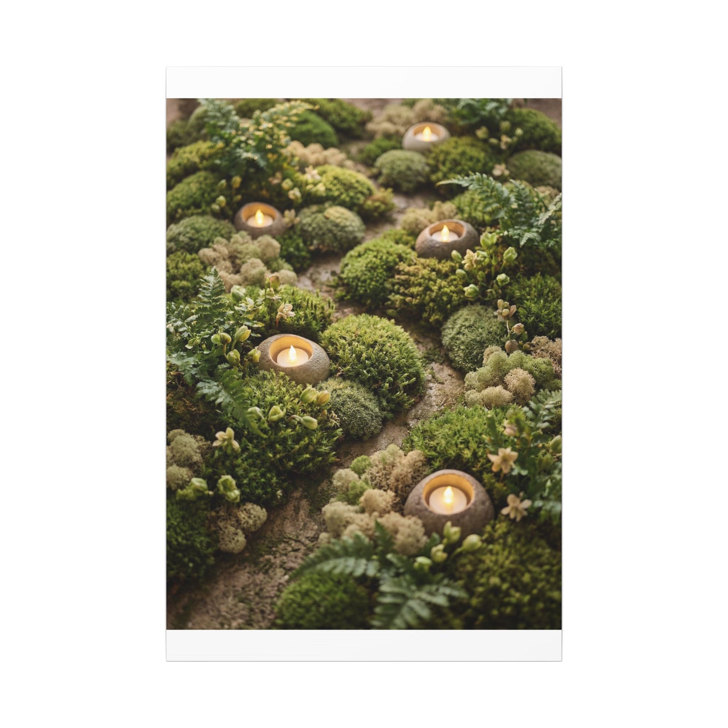 Moss Close Up Japanese Pattern Canvas Art | Neutral Japandi Art