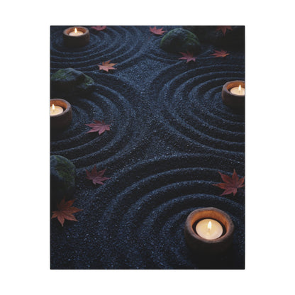 Seijaku Rock Garden Canvas Art - Dark Japandi Dark Texture