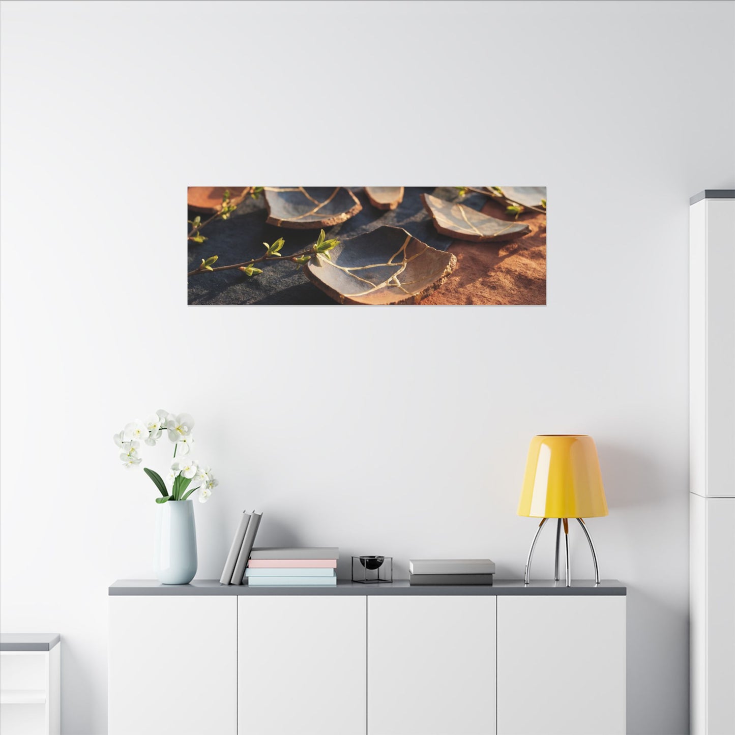 Spring Broken Pottery Gold Vein Canvas Art | Philosophical Decor