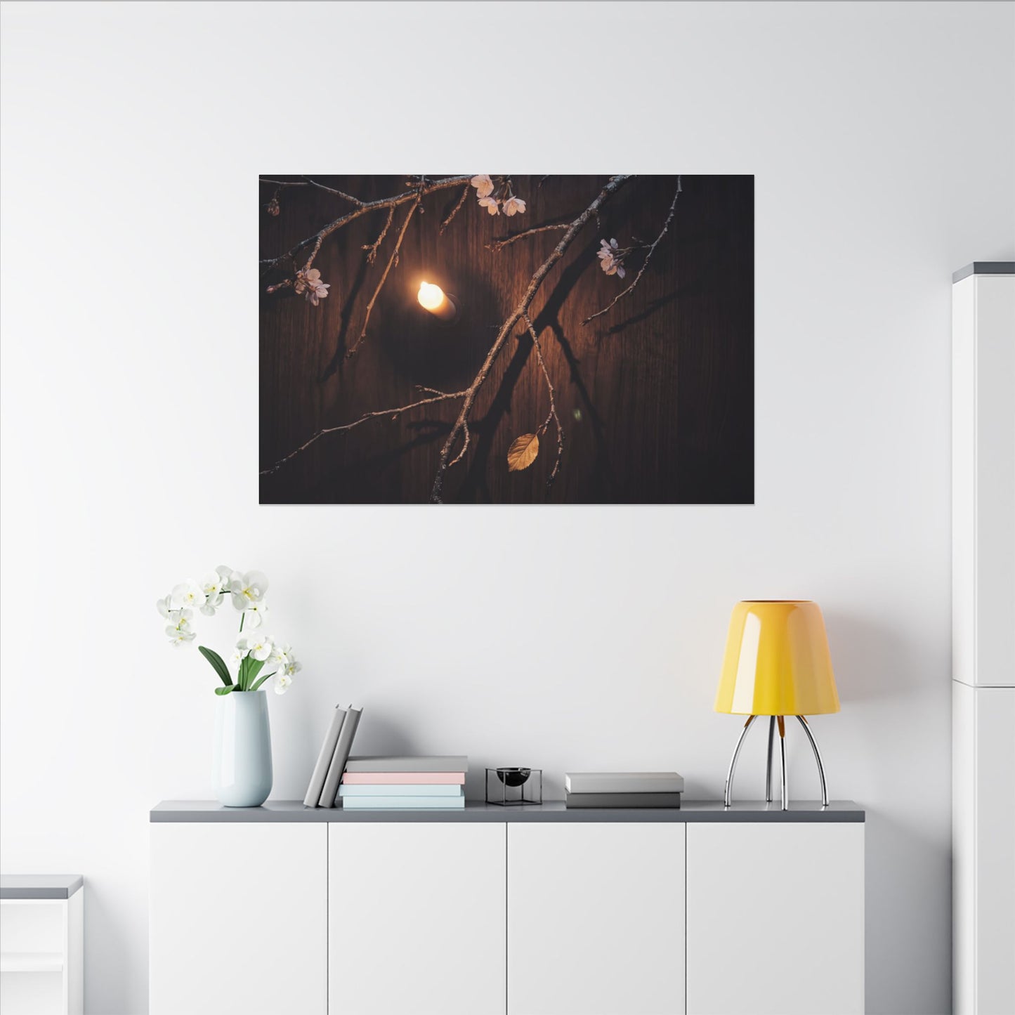Datsuzoku Cherry Blossom Canvas Art - Dark Japandi Moody Minimal