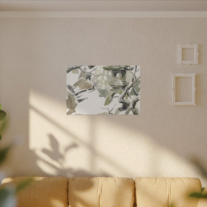 Elegant Stone Lantern Canvas Art - Watercolor Japandi
