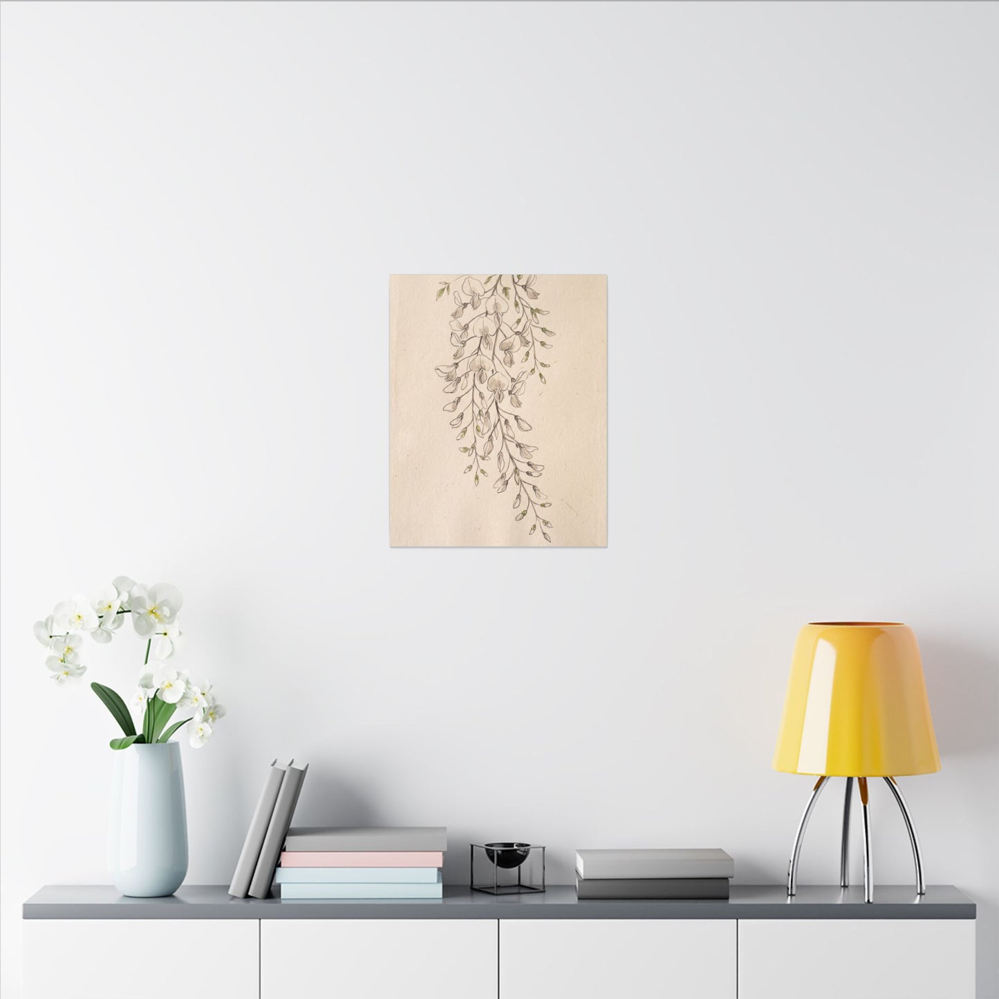 Japandi Wisteria in Golden Hour | Minimal Line Canvas Art