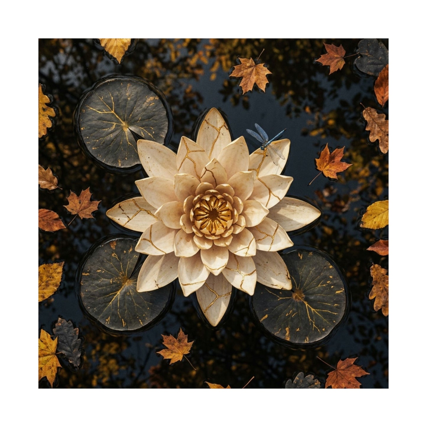 Lotus Flower Gold Repair Wall Art Print | Artful Kintsugi Art