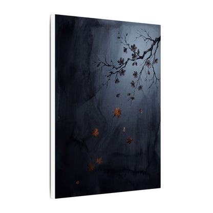 Autumn Cherry Blossom Charcoal Ink Canvas Art | Atmospheric Decor