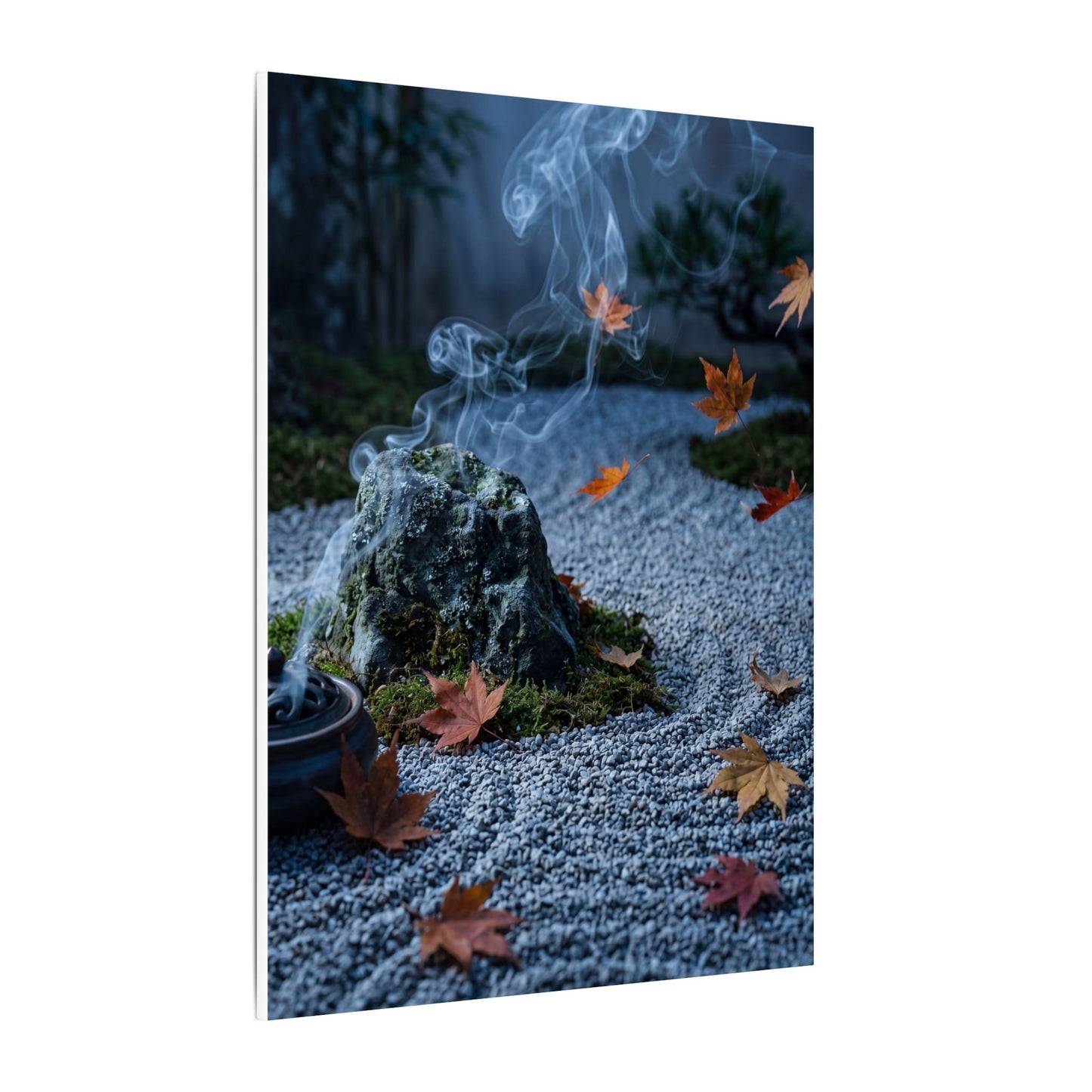 Autumn Incense Smoke Karesansui Canvas Art | Calm Decor