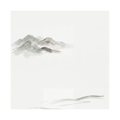 Japandi Mountain Mist in Overcast | Minimal Line Wall Art Print