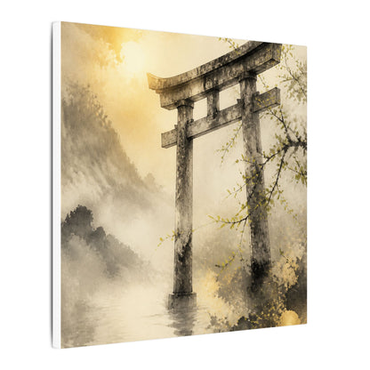 Spring Torii Gate Sumi E Canvas Art | Tranquil Decor