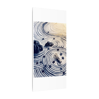 Zen Rock Garden in Golden Hour | Sumi E Canvas Art