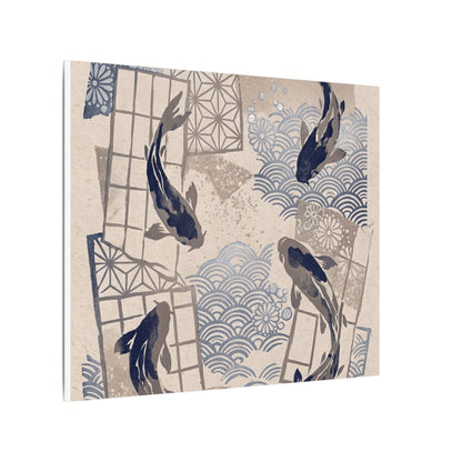 Earthy Koi Pond Canvas Art - Japanese Pattern Japandi