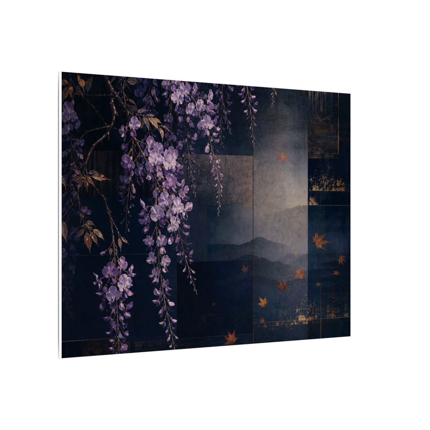 Dawn Wisteria Canvas Art - Dark Japandi Fukinsei