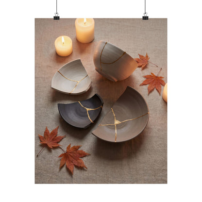 Broken Pottery Autumn Wall Art Print | Japandi Neutral Design Art Print