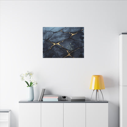 Mono No Aware Cracked Earth Canvas Art - Dark Japandi Charcoal Ink