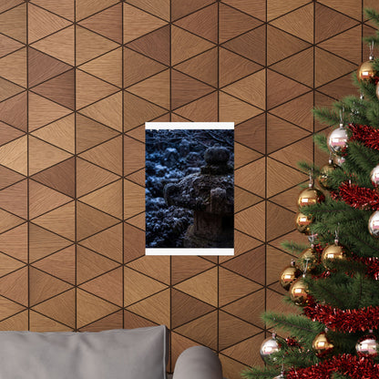 Winter Stone Lantern Shadow Zen Wall Art Print | Atmospheric Decor