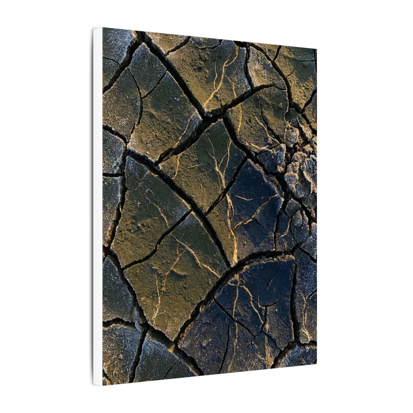 Winter Cracked Earth Moody Minimal Canvas Art | Atmospheric Decor