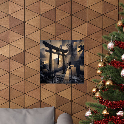 Torii Gate Wall Art Print | Winter Dark Japandi Moody Minimal Art