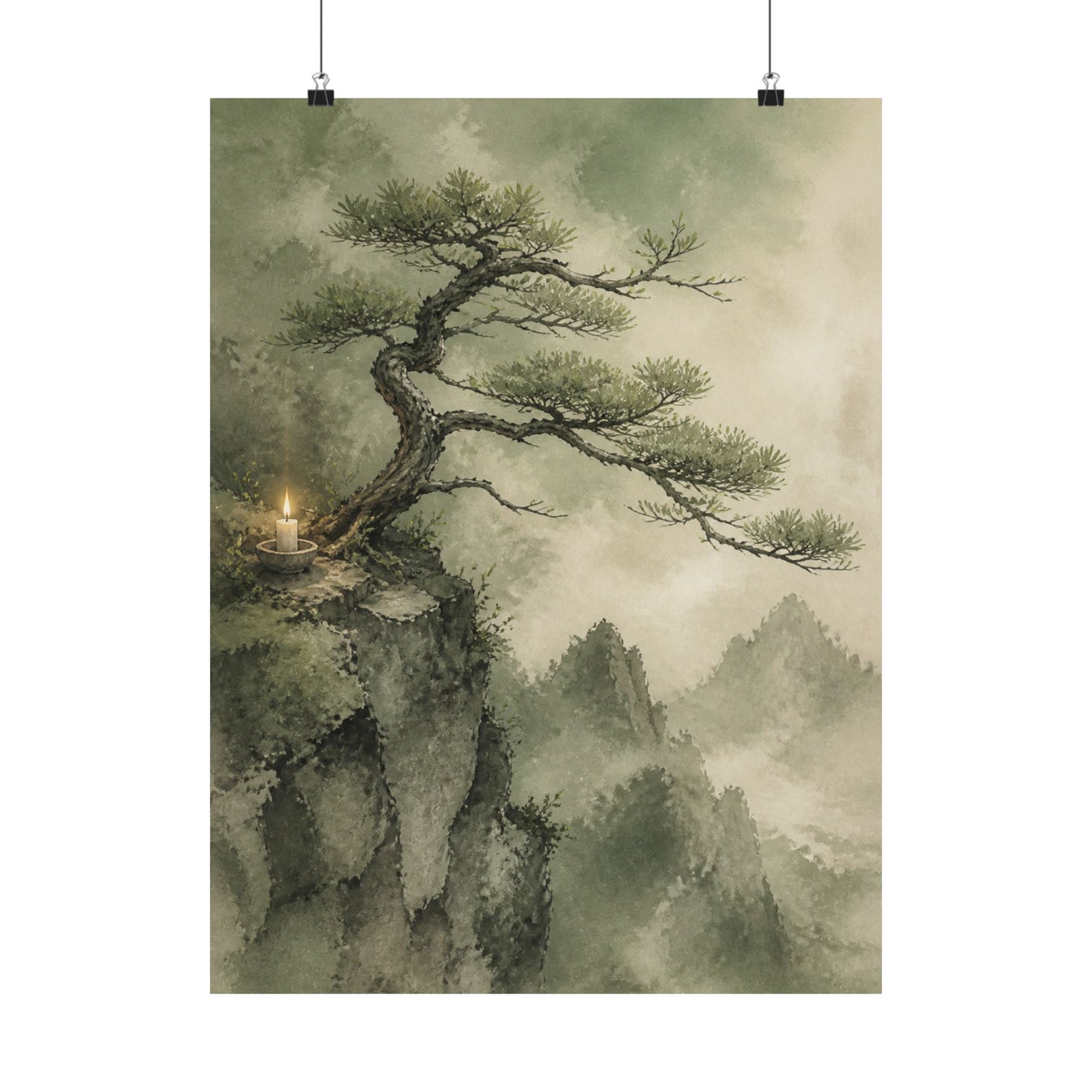 Spring Pine Tree Watercolor Wall Art Print | Cozy Decor