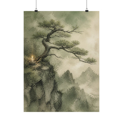Spring Pine Tree Watercolor Wall Art Print | Cozy Decor