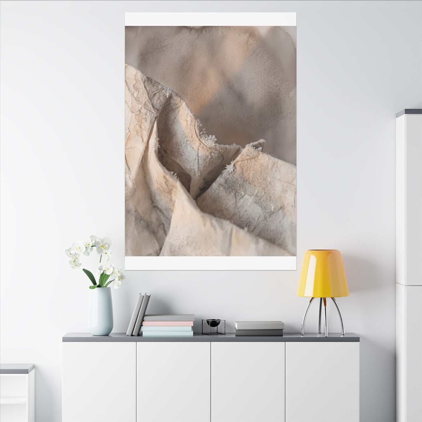 Japandi Paper Fold in Candlelight | Watercolor Canvas Art