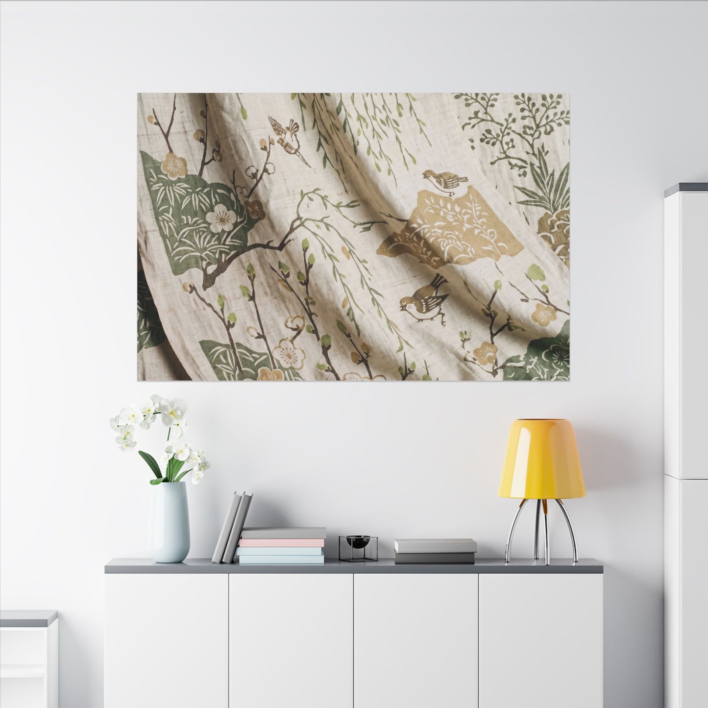 Silk Drape Canvas Art | Spring Japandi Japanese Pattern Art