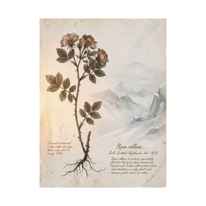 Winter Mountain Mist Herbarium Wall Art Print | Rustic Decor