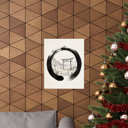 Spring Torii Gate Enso Wall Art Print | Calm Decor