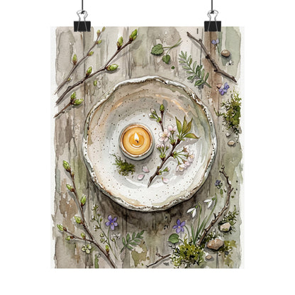 Spring Ceramic Bowl Watercolor Wall Art Print | Elegant Decor