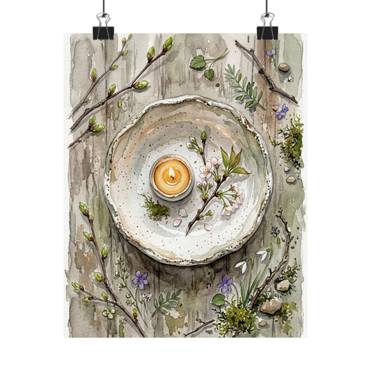 Spring Ceramic Bowl Watercolor Wall Art Print | Elegant Decor