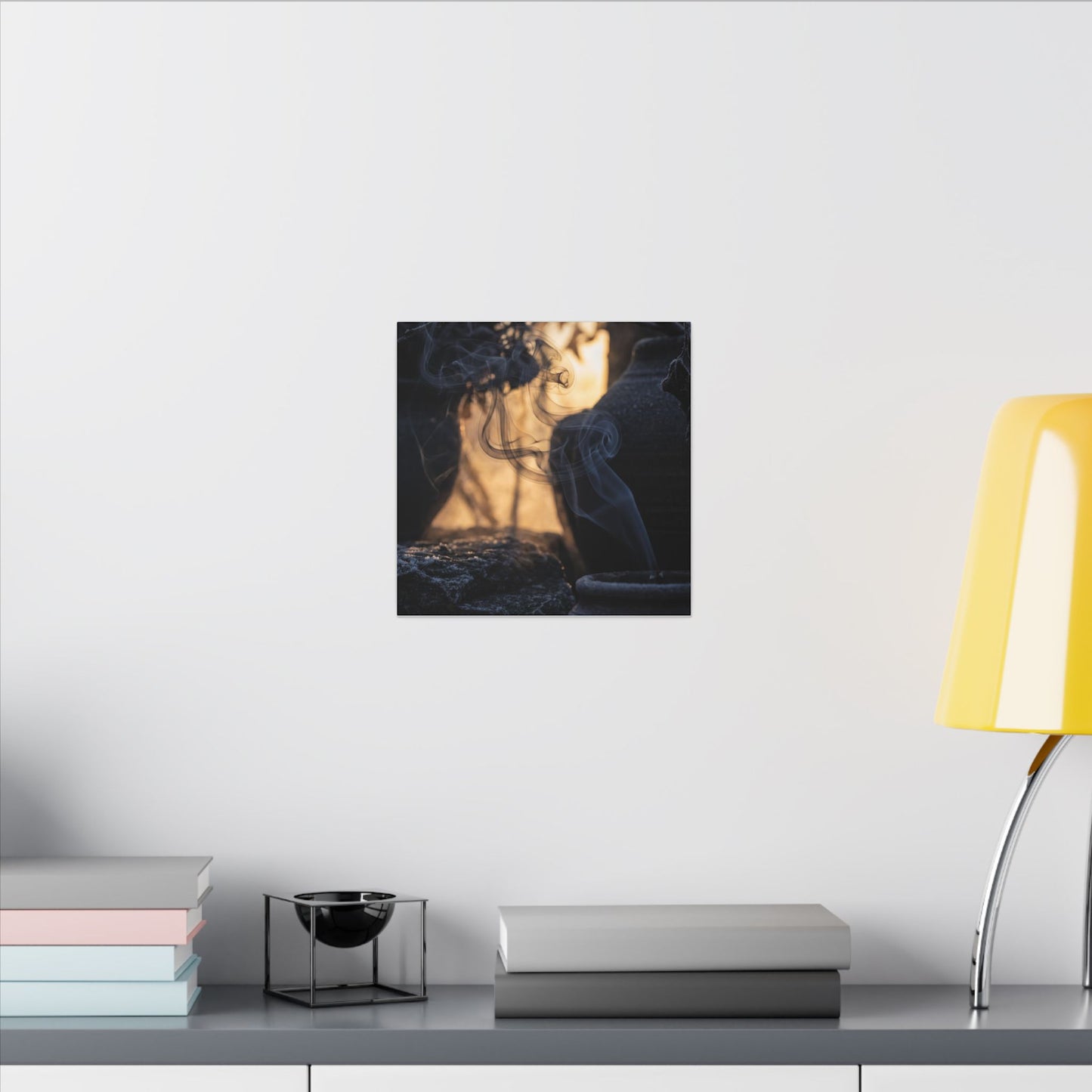 Incense Smoke Canvas Art | Winter Dark Japandi Shadow Zen Art