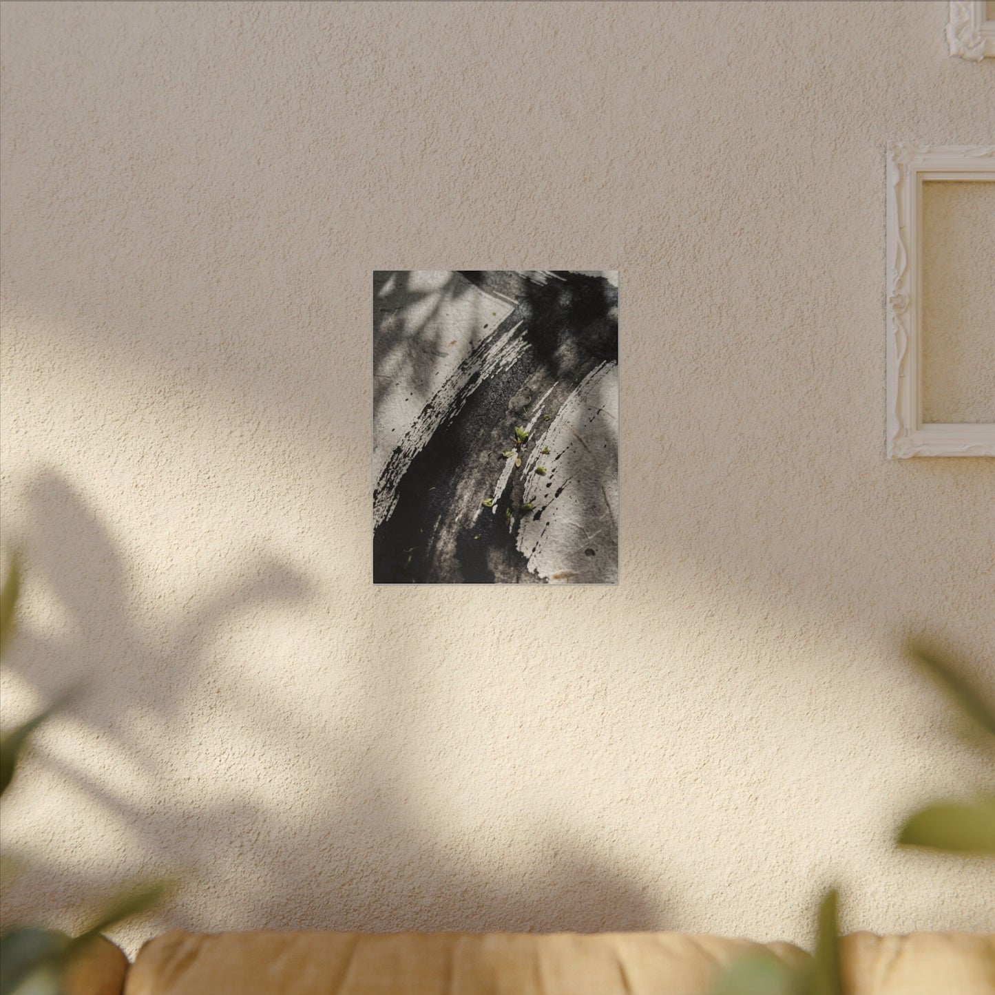 Ink Brushstroke Canvas Art | Spring Dark Japandi Moody Minimal Art