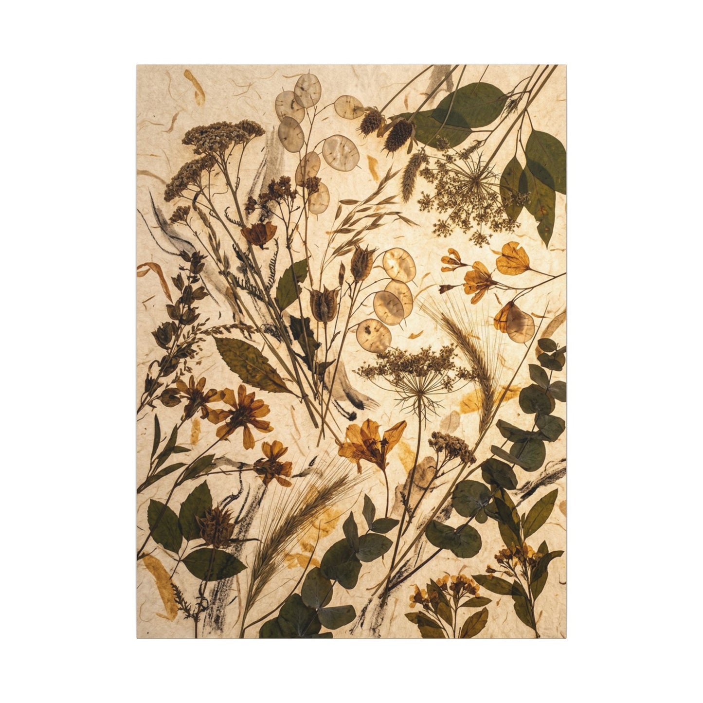Dried Flowers Summer Canvas Art | Japandi Neutral Design