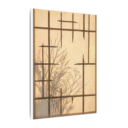 Shoji Screen Canvas Art | Winter Japandi Minimal Line Art