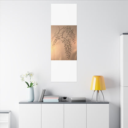 Japandi Wisteria in Candlelight | Minimal Line Canvas Art