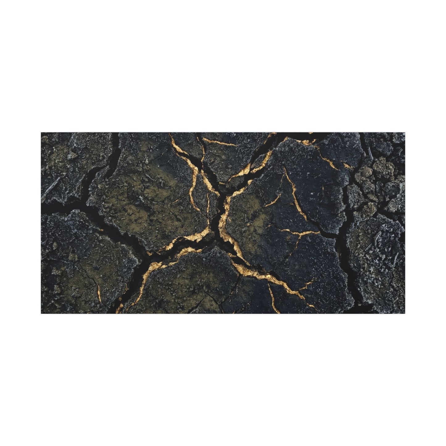 Overcast Cracked Earth Canvas Art - Dark Japandi Ma
