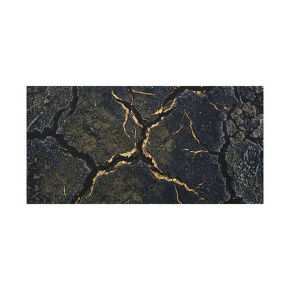 Overcast Cracked Earth Canvas Art - Dark Japandi Ma