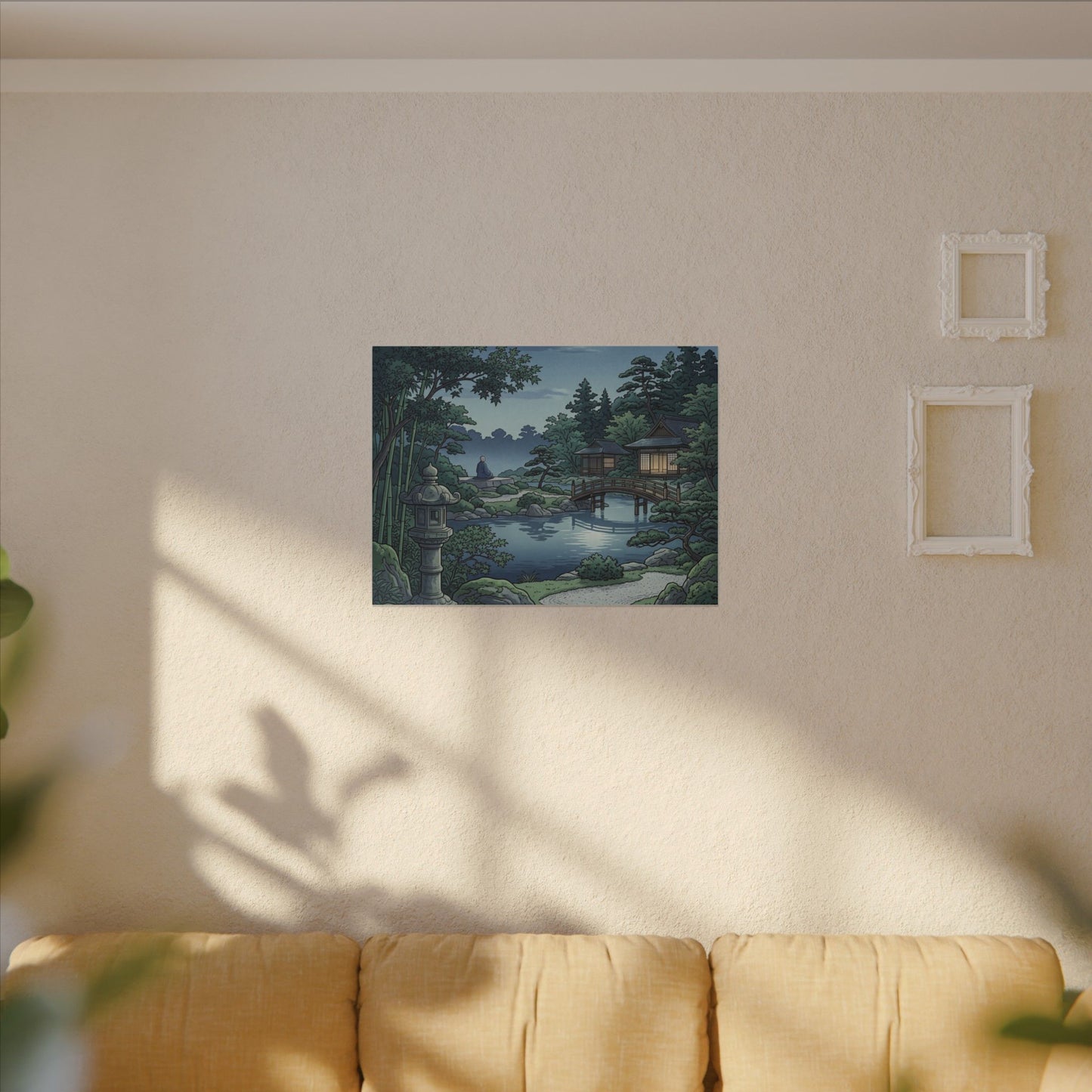 Summer Moonlit Garden Ukiyo E Inspired Canvas Art | Serene Decor