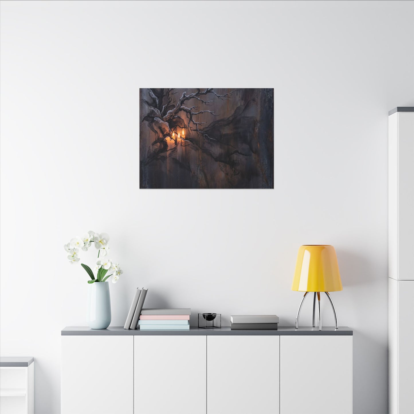 Winter Rust Patina Charcoal Ink Canvas Art | Atmospheric Decor