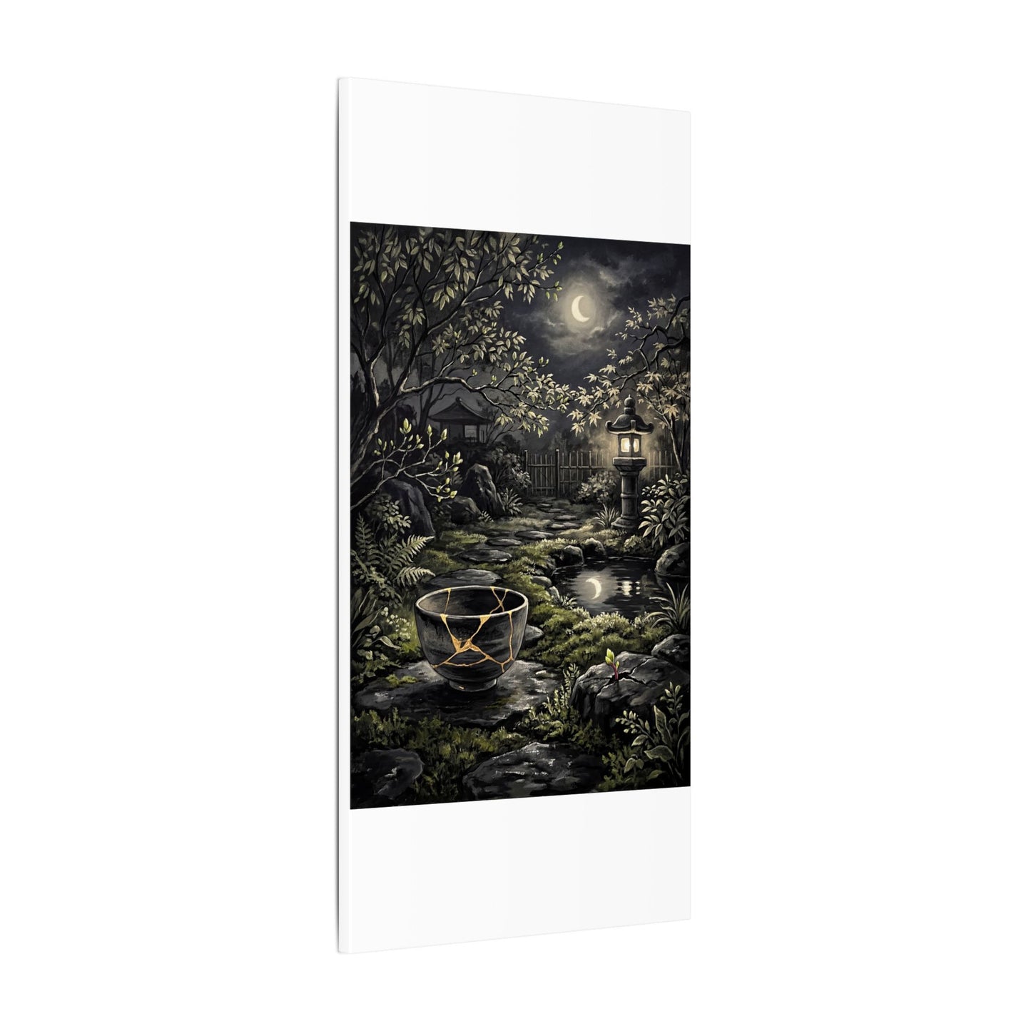 Kintsugi Moonlit Garden in Dappled | Gold Repair Canvas Art