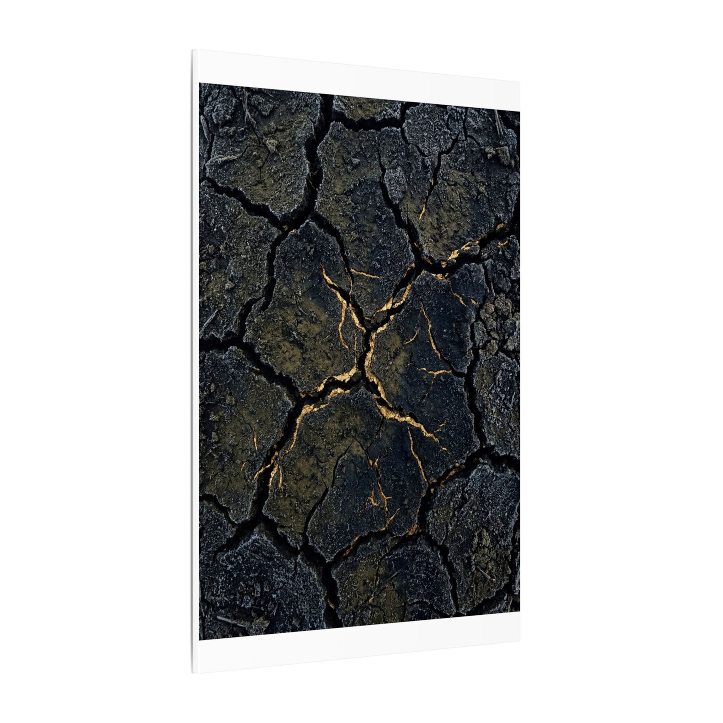 Overcast Cracked Earth Canvas Art - Dark Japandi Ma