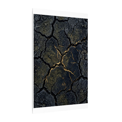 Overcast Cracked Earth Canvas Art - Dark Japandi Ma