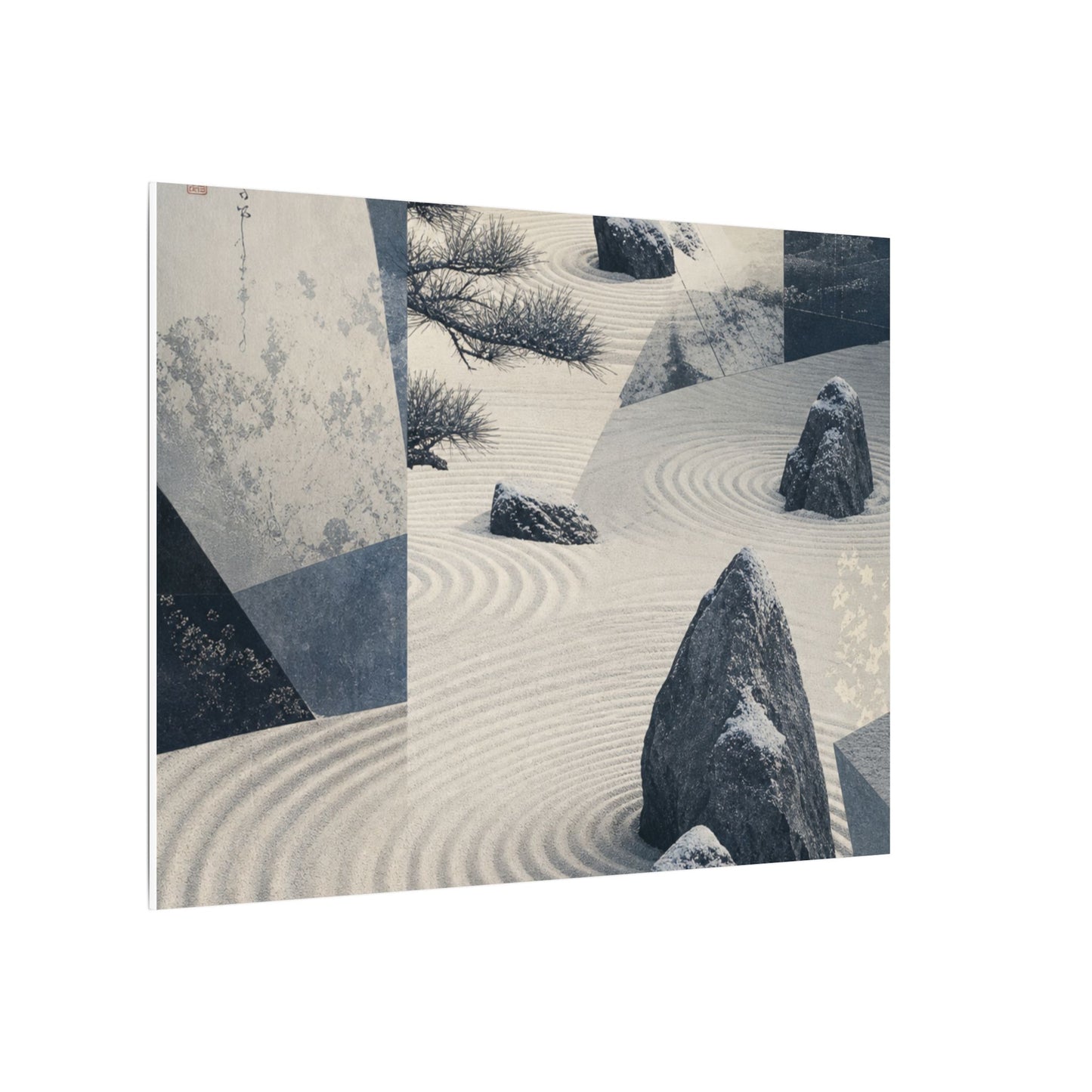 Seijaku Rock Garden Canvas Art - Zen Ukiyo E Inspired