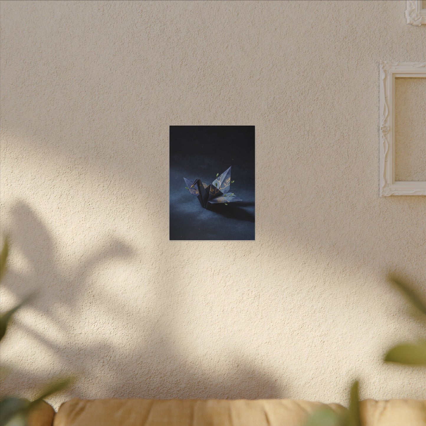 Kintsugi Paper Fold in Moonlight | Crackle Gold Canvas Art