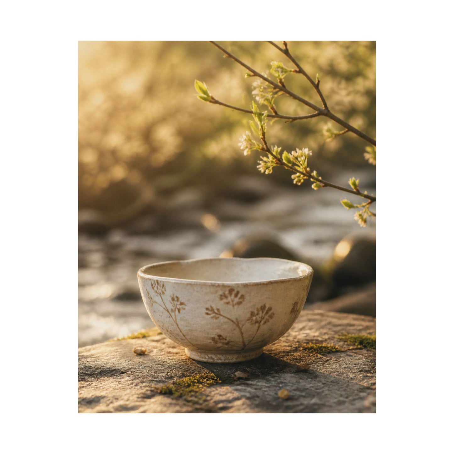 Spring Ceramic Bowl Japanese Pattern Wall Art Print | Warm Decor