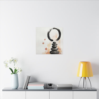 River Stones Canvas Art | Autumn Zen Enso Art