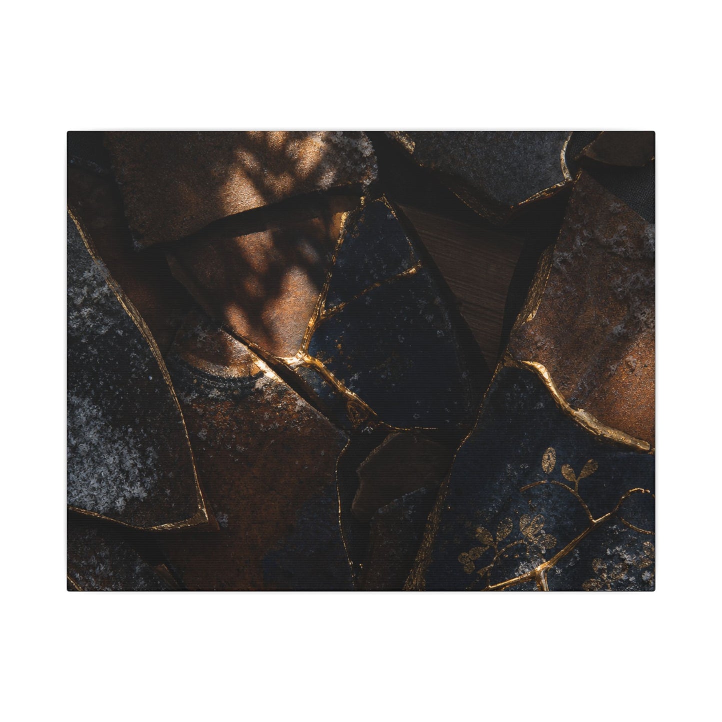 Fukinsei Broken Pottery Canvas Art - Dark Japandi Dark Texture