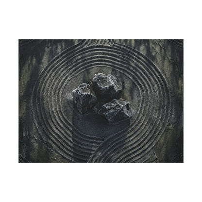 Moody Rock Garden Canvas Art - Dark Texture Dark Japandi