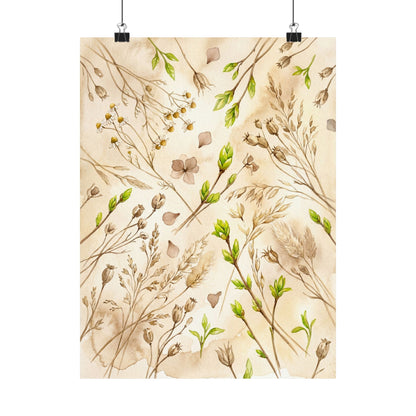 Spring Dried Flowers Watercolor Wall Art Print | Elegant Decor