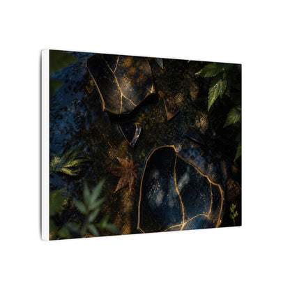 Dark Japandi Broken Pottery in Dappled | Shadow Zen Canvas Art