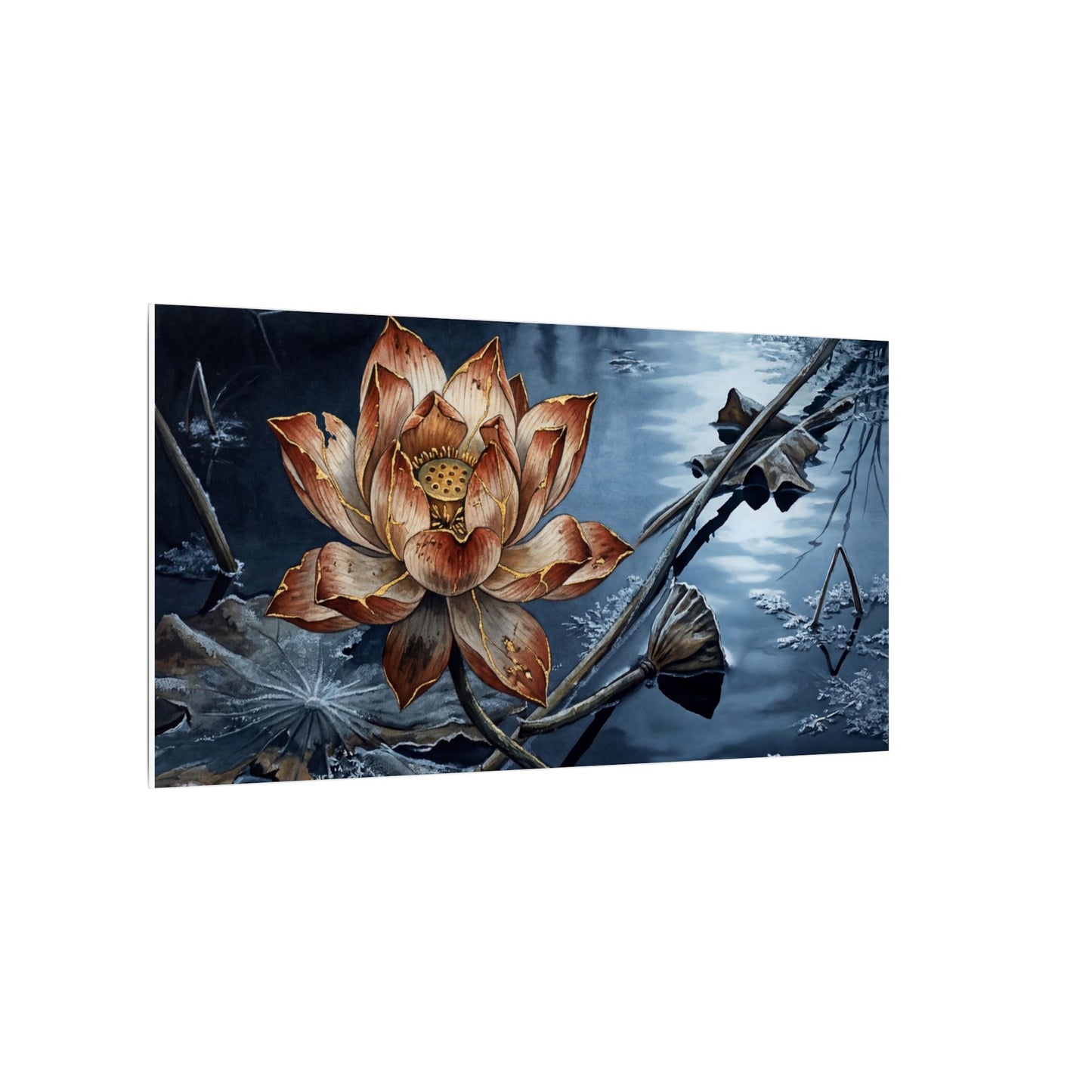 Winter Lotus Flower Broken Beauty Canvas Art | Healing Decor