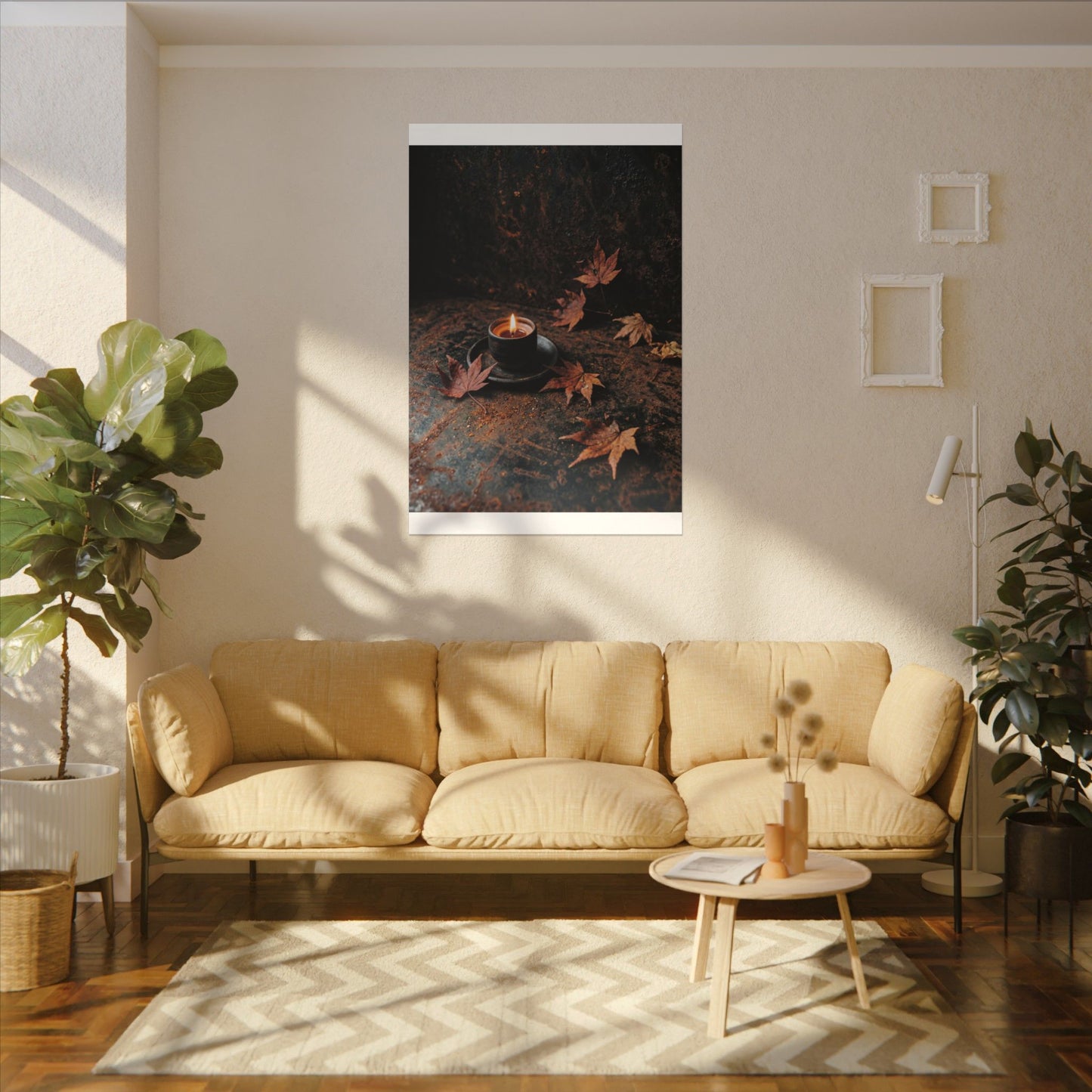 Dark Japandi Rust Patina in Candlelight | Shadow Zen Canvas Art